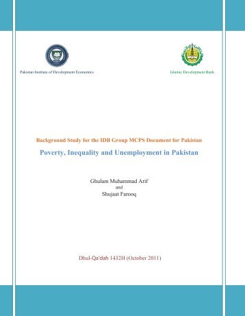 Poverty, Inequality and Unemployment in Pakistan - Islamic ...