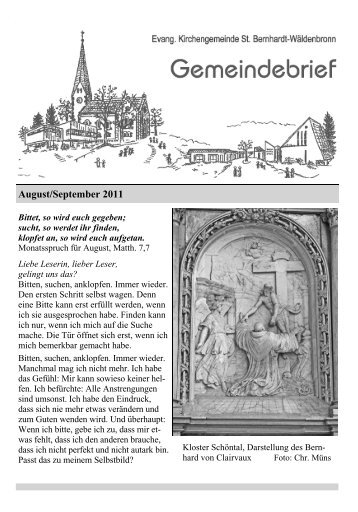 August/ Sept. 2011 - Evangelische Kirchengemeinde St. Bernhardt ...