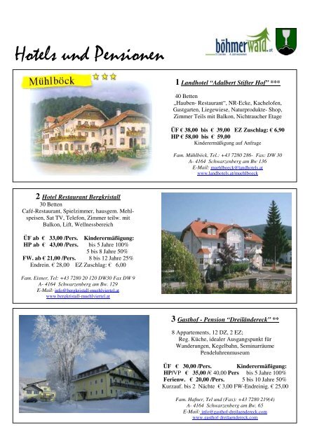 Hotels und Pensionen - Schwarzenberg am Böhmerwald ...