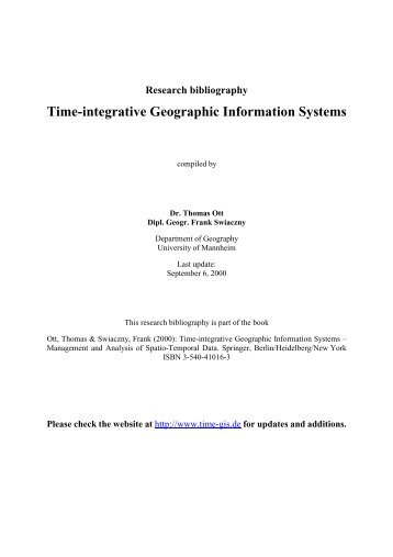 Time-integrative Geographic Information Systems - Extra Materials ...