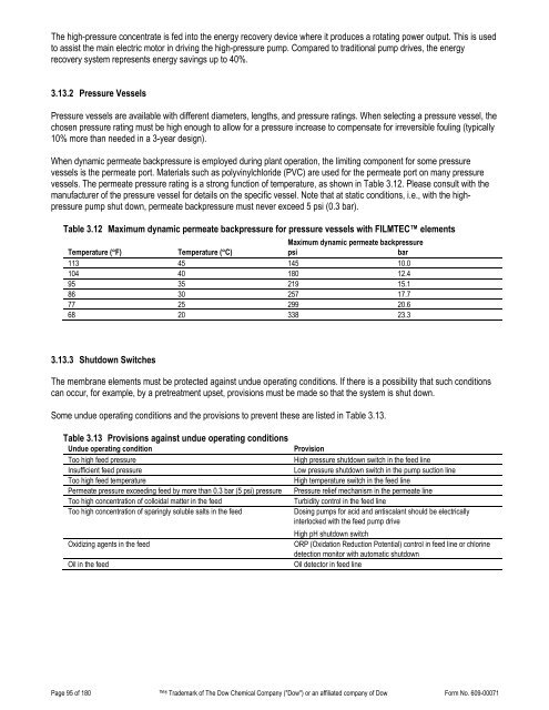 FilmTec Technical Manual - Chester Paul Company