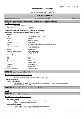 Scheda di dati di sicurezza - Colodur