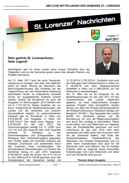 Nachrichten Ausgabe April 2011 - St. Lorenzen bei Knittelfeld