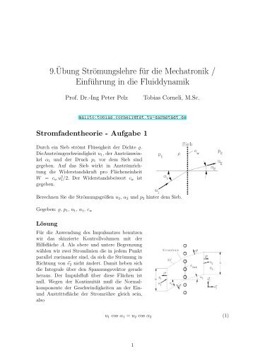 9.¨Ubung Strömungslehre für die Mechatronik / Einführung in die ...