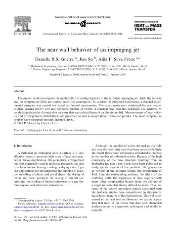 The near wall behavior of an impinging jet - UFRJ