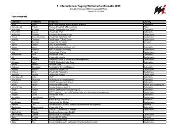 9. Internationale Tagung Wirtschaftsinformatik 2009