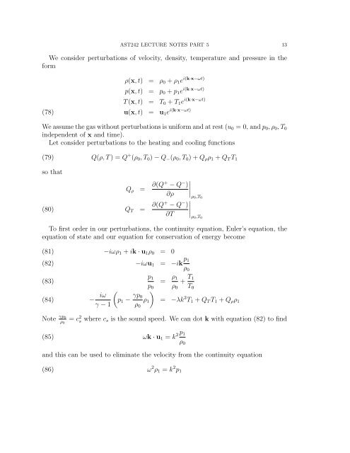 AST242 LECTURE NOTES PART 5 Contents 1. Waves and ...