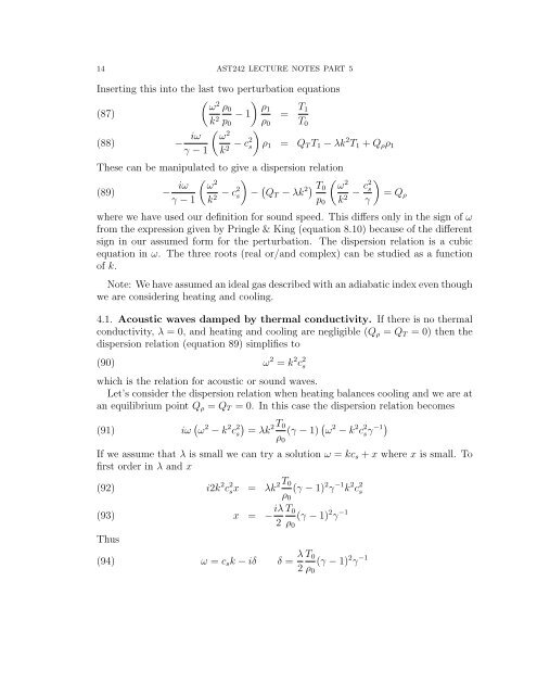 AST242 LECTURE NOTES PART 5 Contents 1. Waves and ...