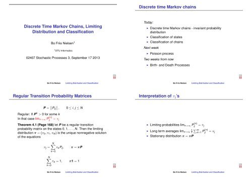 Discrete Time Markov Chains, Limiting Distribution and Classification