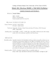 Syllabus - Department of Mathematics at CSI - CUNY