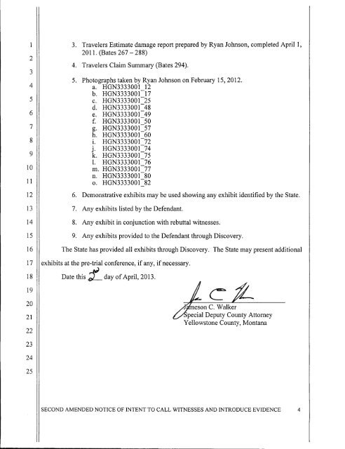 Second Amended Notice of Intent to Call Witnesses and Introduce ...