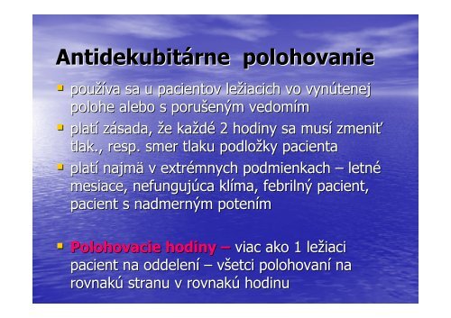 Polohovanie a prevencia dekubitov