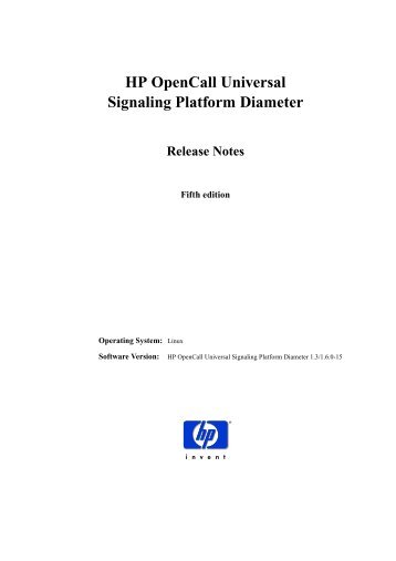 HP OpenCall Universal Signaling Platform Diameter