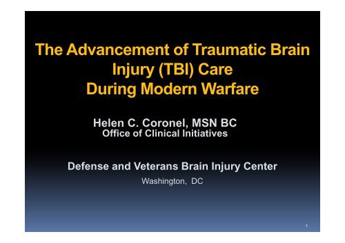 The Advancement Of Traumatic Brain Injury (TBI) Care ... - U.S. Army