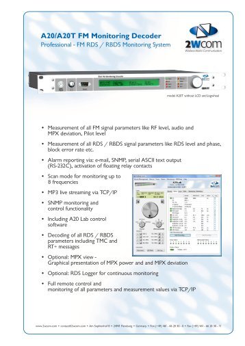 A20 FM/RDS Monitoring Decoder - 2wcom