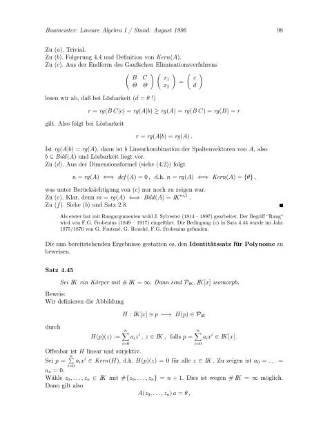 Lineare Algebra und Analytische Geometrie