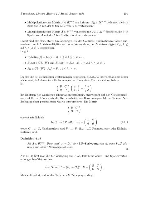 Lineare Algebra und Analytische Geometrie