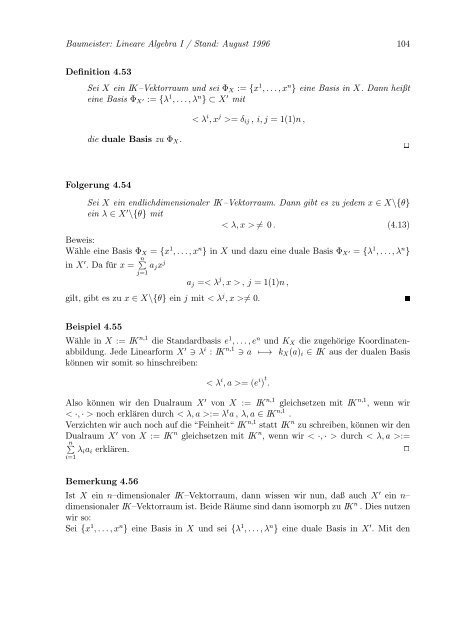 Lineare Algebra und Analytische Geometrie