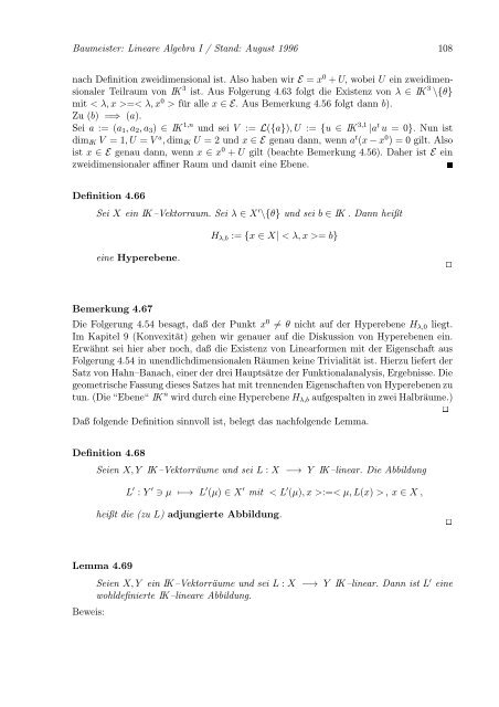 Lineare Algebra und Analytische Geometrie