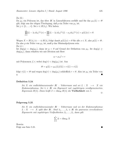 Lineare Algebra und Analytische Geometrie