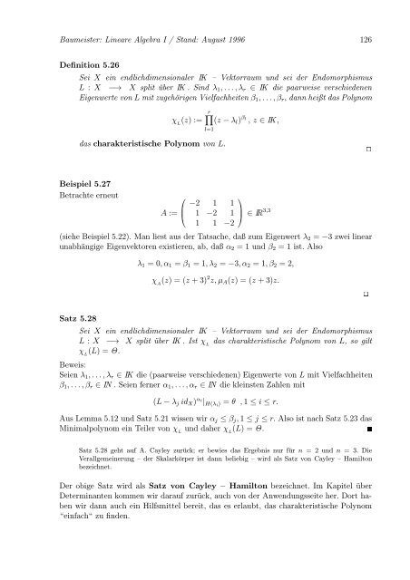 Lineare Algebra und Analytische Geometrie