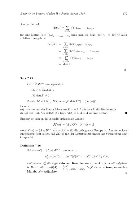 Lineare Algebra und Analytische Geometrie