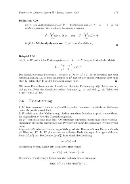 Lineare Algebra und Analytische Geometrie