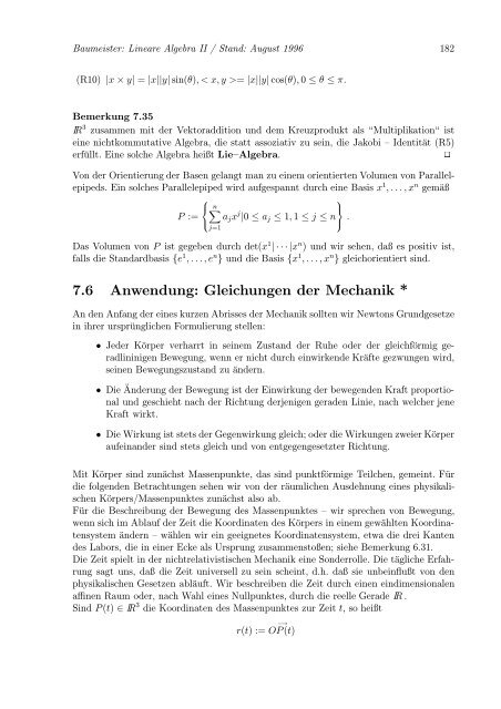 Lineare Algebra und Analytische Geometrie