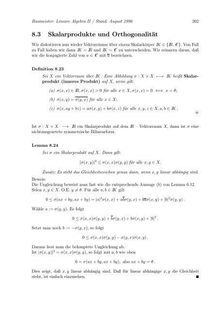 Lineare Algebra und Analytische Geometrie