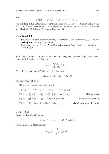 Lineare Algebra und Analytische Geometrie