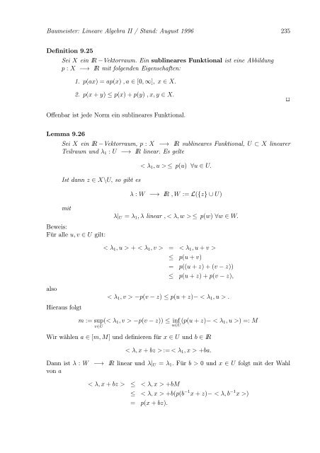 Lineare Algebra und Analytische Geometrie