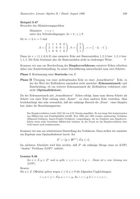 Lineare Algebra und Analytische Geometrie