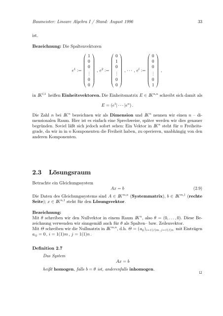 Lineare Algebra und Analytische Geometrie