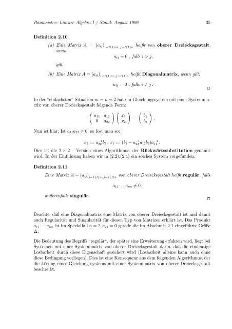 Lineare Algebra und Analytische Geometrie