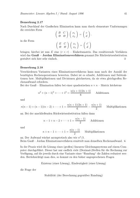 Lineare Algebra und Analytische Geometrie