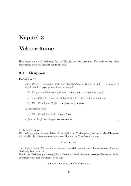 Lineare Algebra und Analytische Geometrie