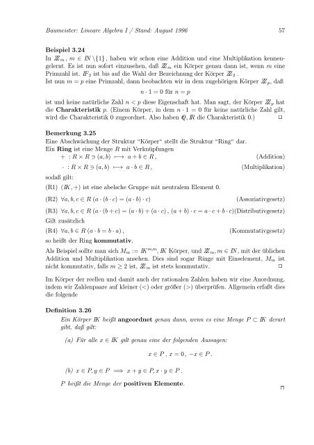 Lineare Algebra und Analytische Geometrie