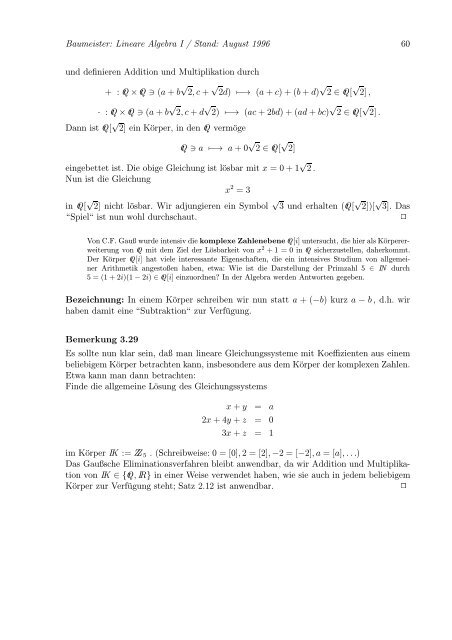 Lineare Algebra und Analytische Geometrie