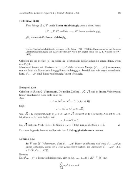 Lineare Algebra und Analytische Geometrie