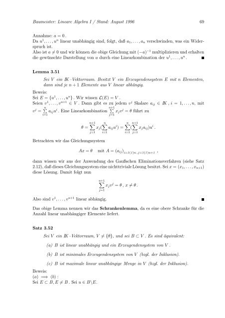 Lineare Algebra und Analytische Geometrie