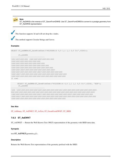 PostGIS 1.5.8 Manual - Fedora Project Packages GIT repositories