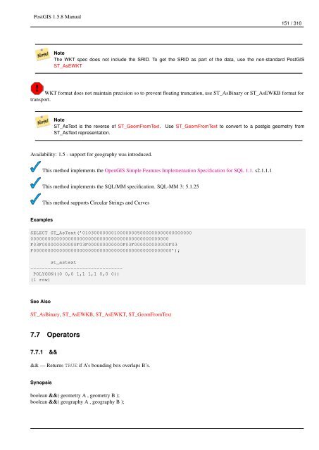 PostGIS 1.5.8 Manual - Fedora Project Packages GIT repositories