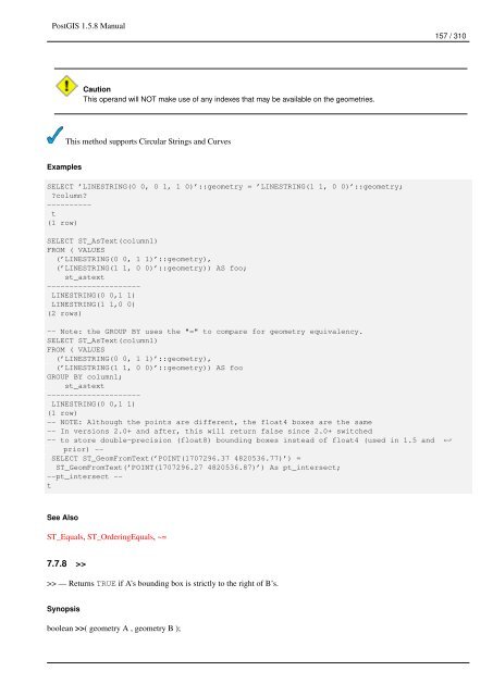 PostGIS 1.5.8 Manual - Fedora Project Packages GIT repositories