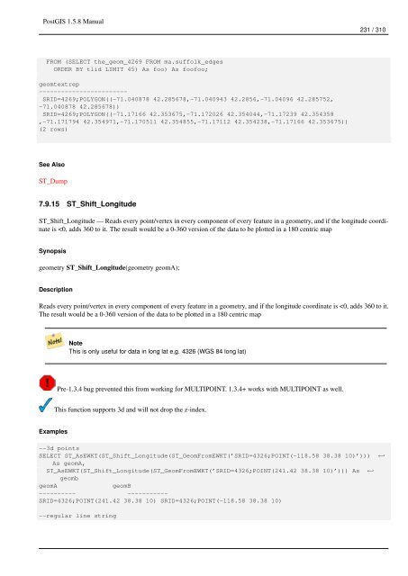 PostGIS 1.5.8 Manual - Fedora Project Packages GIT repositories