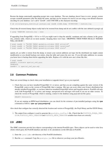 PostGIS 1.5.8 Manual - Fedora Project Packages GIT repositories