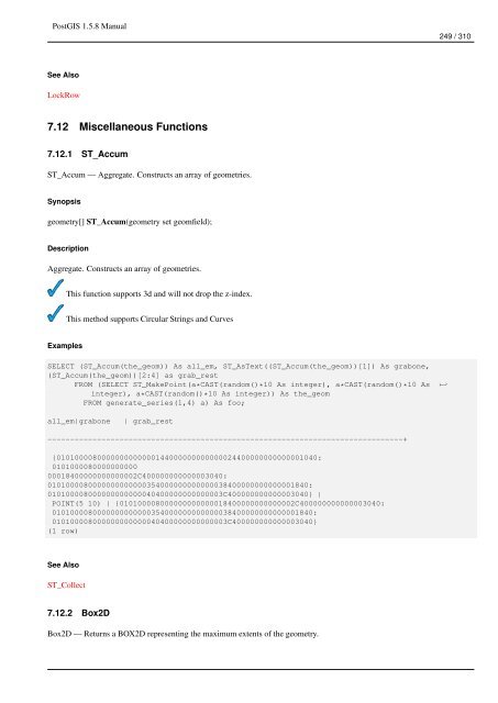 PostGIS 1.5.8 Manual - Fedora Project Packages GIT repositories