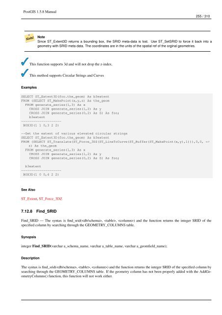 PostGIS 1.5.8 Manual - Fedora Project Packages GIT repositories