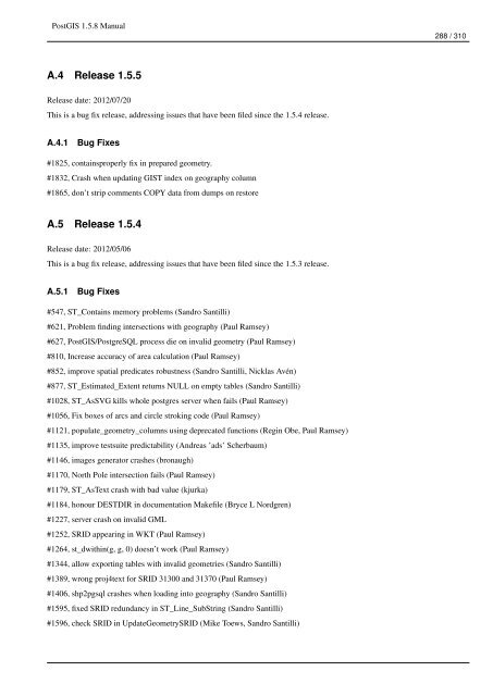 PostGIS 1.5.8 Manual - Fedora Project Packages GIT repositories