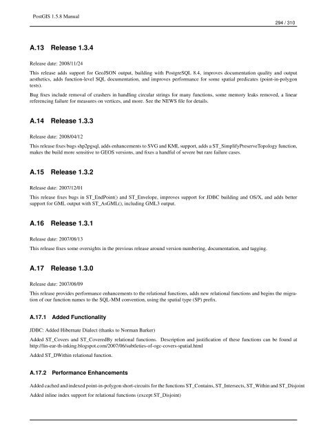 PostGIS 1.5.8 Manual - Fedora Project Packages GIT repositories