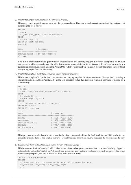 PostGIS 1.5.8 Manual - Fedora Project Packages GIT repositories